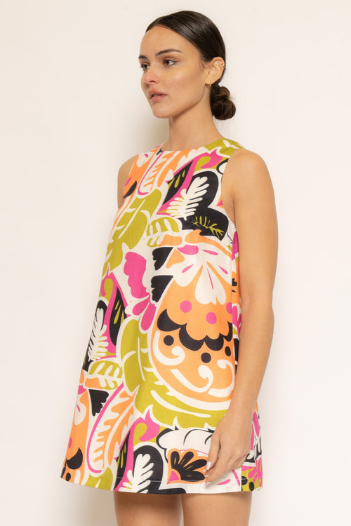 SARA RETRO PRINT MINI DRESS