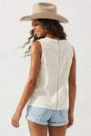 TINA LINEN BLEND SLEEVELESS TOP WITH BACK ZIPPER