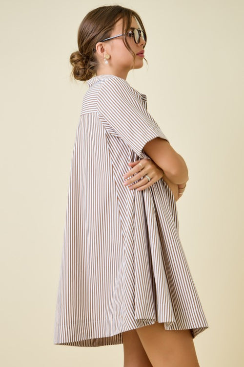 PAIGE STRIPED SHIRT  DRESS