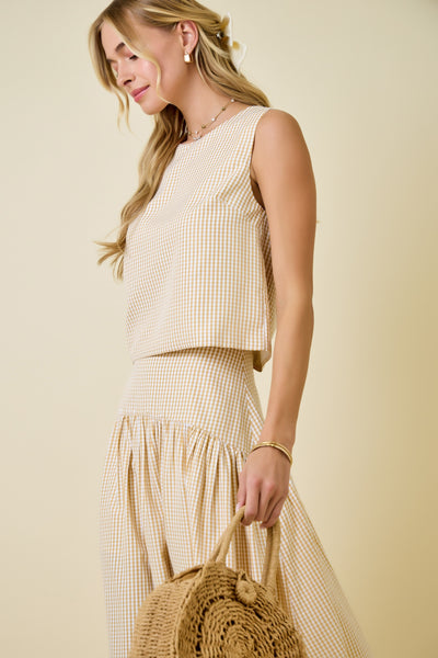 ALLEGRA GINGHAM SCOOP NECK TOP