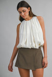 FAITH HALTER NECK BUBBLE HEM TOP