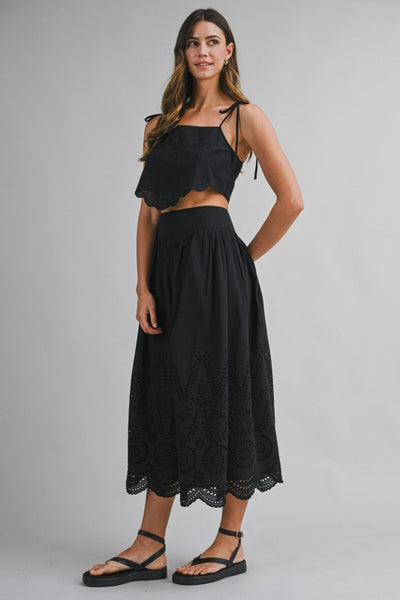 BILLIE EMBROIDERED MIDI SKIRT