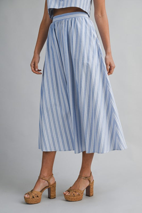 CORDELIA STRIPED MIDI SKIRT