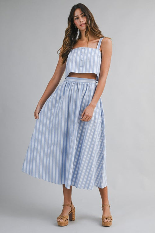 CORDELIA STRIPED MIDI SKIRT