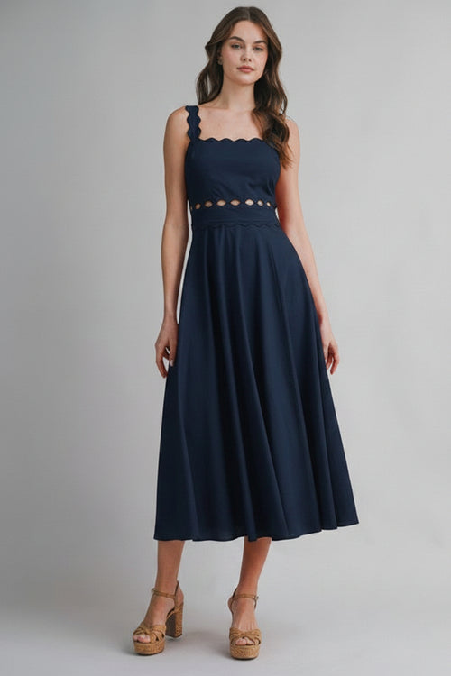 BROOKE SQUARE NECKLINE MIDI DRESS