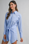 SOLEIL STRIPED BUTTON DOWN SHIRT DRESS