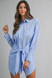 SOLEIL STRIPED BUTTON DOWN SHIRT DRESS