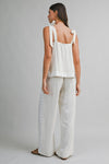 IRIS LACE TRIM LINEN SELF TIE TOP