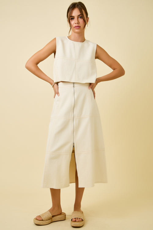 SUNLEE DENIM MIDI SKIRT