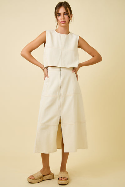 SUNLEE DENIM MIDI SKIRT