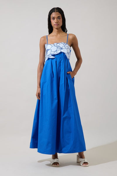 KAILANI FLORAL EMBROIDERY MAXI DRESS