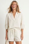 ELODIE PUFF SLEEVE LINEN BLOUSE