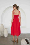 BRIENNE EYELET DETAIL SCALLOPED MIDI DRESS