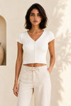 PRIYA V-NECK RIBBED TOP