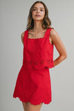 AMELIA EMBROIDERED SCALOPPED TOP