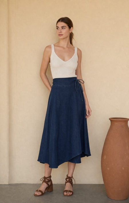 GENEVIEVE STITCH DETAIL LINEN MAXI