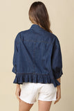 HAZEL RUFFLE HEM DARK DENIM TOP