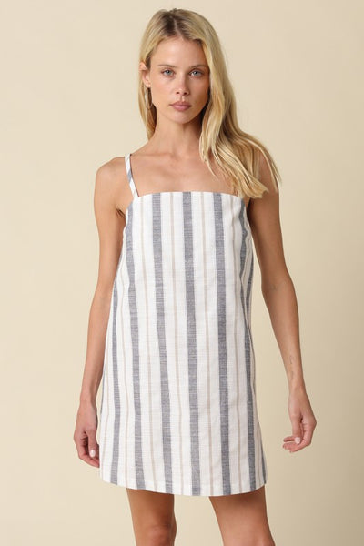 LOTTIE STRIPED LINEN MINI DRESS
