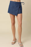 RORY FAUX WRAP DENIM SKORT