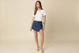 RORY FAUX WRAP DENIM SKORT