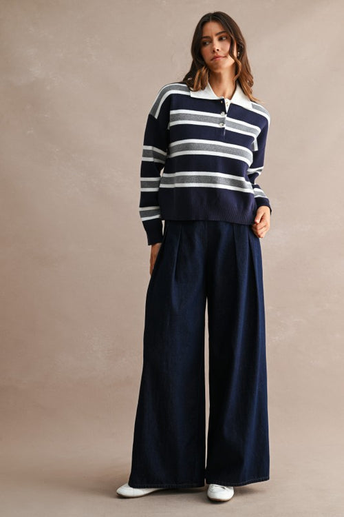 VIVI OVERSIZED VARSITY POLO