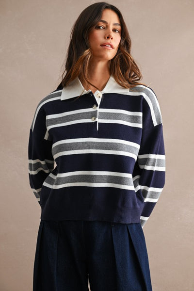 VIVI OVERSIZED VARSITY POLO