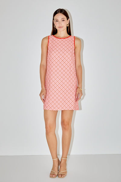 EVA EMBROIDERED MINI SHIFT DRESS