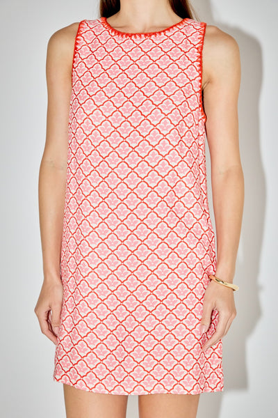 EVA EMBROIDERED MINI SHIFT DRESS