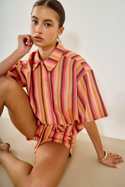 ANGELA STRIPED BUTTON UP SHIRT