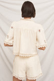 MARICELA FLORAL EMBROIDERED FRONT TIE BLOUSE