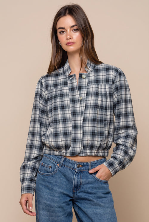 FIDELA CINCHED PLAID JACKET