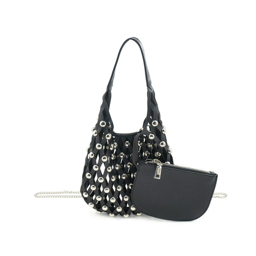 JONES STUDDED LATTICE MINI BAG