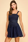 SAYLOR PLEATED DENIM MINI DRESS