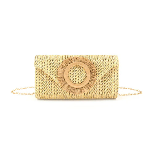 SOLEA SUNBURST RAFFIA CLUTCH