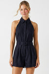 STEVIE BELTED LINEN ROMPER