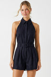 STEVIE BELTED LINEN ROMPER