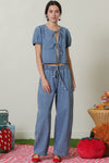 LEXI STRIPED DENIM BARREL PANT