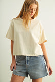 PAISLEY SHORT SLEEVE LINEN BLEND TOP
