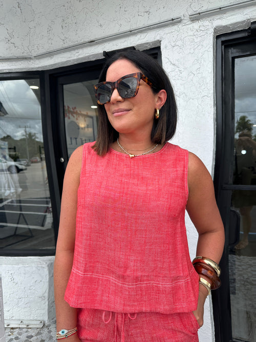 REINA LINEN STITCH TANK