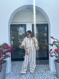 BANDERA MOCHA STRIPE WIDE LEG PANT