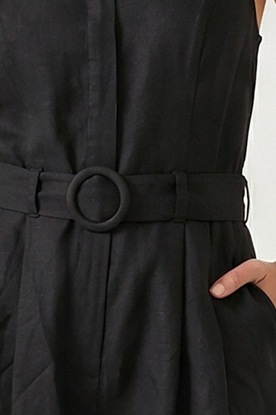 STEVIE BELTED LINEN ROMPER
