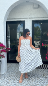 ANYA POLKA DOT STRAPLESS DRESS
