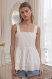 PAXTON EYELET LACE BABYDOLL CAMI TOP