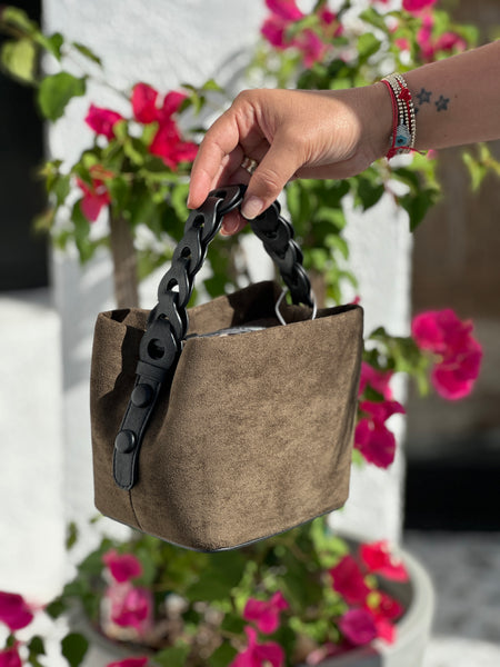 ALEC SMALL VEGAN LEATHER BUCKET BAG