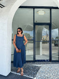 ELISA PANELED LONG DENIM MAXI DRESS