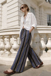 ERIKA LINEN STRIPED WIDE LEG PANT