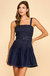 SAYLOR PLEATED DENIM MINI DRESS