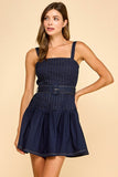 SAYLOR PLEATED DENIM MINI DRESS