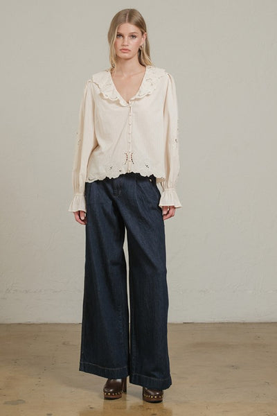 MARY EMBROIDERED COLLAR BLOUSE