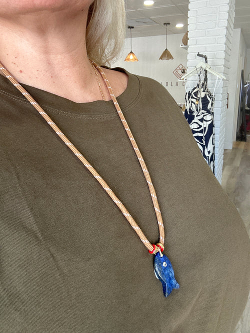 CELINA LAPIS LAZULI CORD FISH NECKLACE